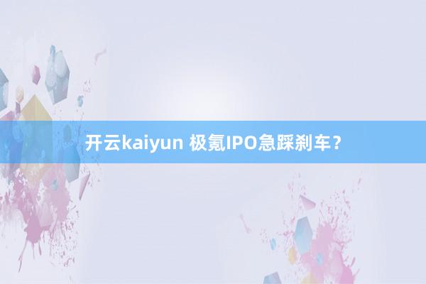 开云kaiyun 极氪IPO急踩刹车？