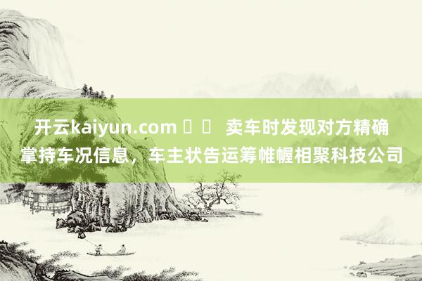 开云kaiyun.com 		 卖车时发现对方精确掌持车况信息，车主状告运筹帷幄相聚科技公司