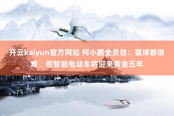 开云kaiyun官方网站 何小鹏全员信：寰球都很难，但智能电动车将迎来黄金五年