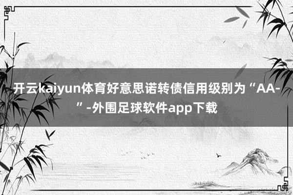 开云kaiyun体育好意思诺转债信用级别为“AA-”-外围足球软件app下载