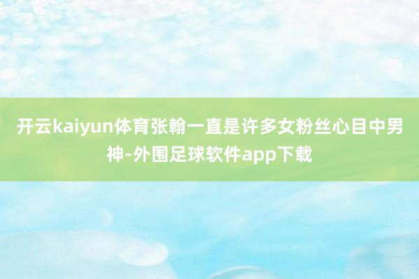 开云kaiyun体育张翰一直是许多女粉丝心目中男神-外围足球软件app下载