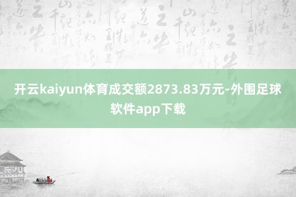 开云kaiyun体育成交额2873.83万元-外围足球软件app下载