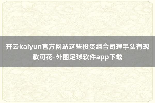开云kaiyun官方网站这些投资组合司理手头有现款可花-外围足球软件app下载