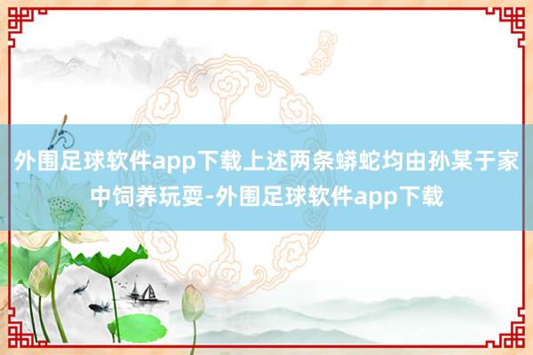 外围足球软件app下载上述两条蟒蛇均由孙某于家中饲养玩耍-外围足球软件app下载