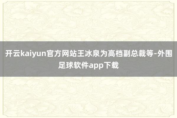 开云kaiyun官方网站王冰泉为高档副总裁等-外围足球软件app下载