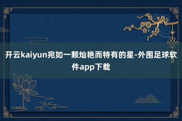 开云kaiyun宛如一颗灿艳而特有的星-外围足球软件app下载