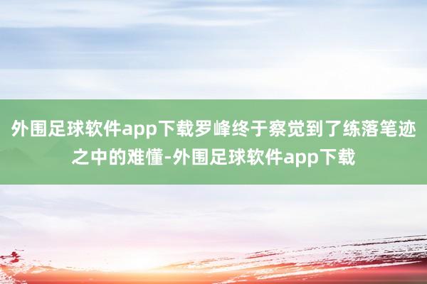 外围足球软件app下载罗峰终于察觉到了练落笔迹之中的难懂-外围足球软件app下载