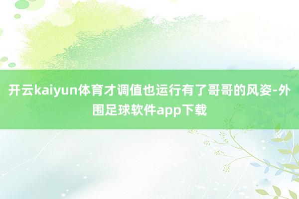 开云kaiyun体育才调值也运行有了哥哥的风姿-外围足球软件app下载