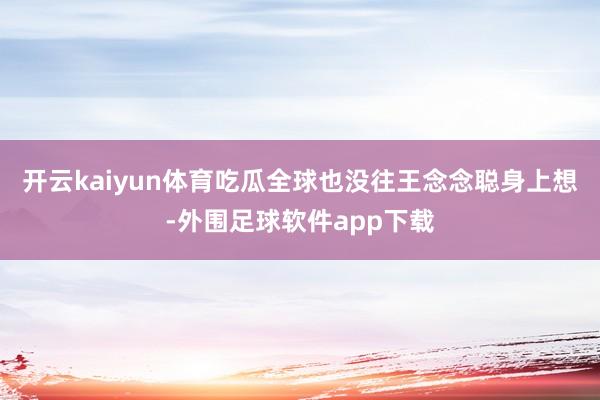 开云kaiyun体育吃瓜全球也没往王念念聪身上想-外围足球软件app下载