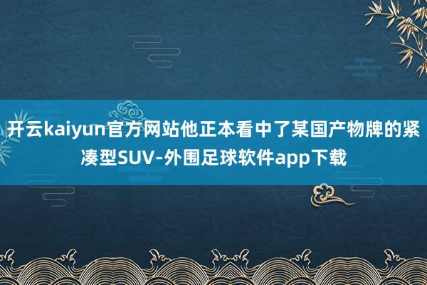 开云kaiyun官方网站他正本看中了某国产物牌的紧凑型SUV-外围足球软件app下载