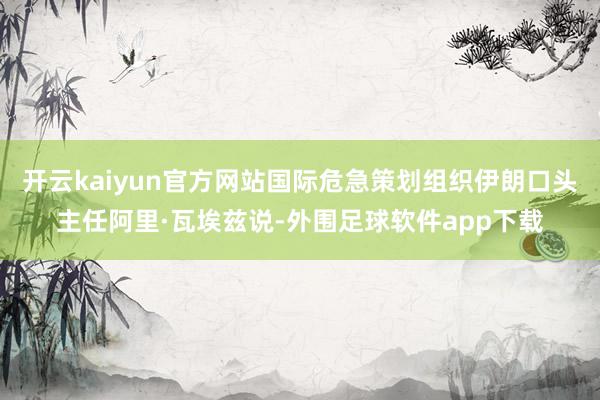 开云kaiyun官方网站国际危急策划组织伊朗口头主任阿里·瓦埃兹说-外围足球软件app下载