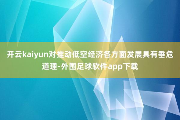 开云kaiyun对推动低空经济各方面发展具有垂危道理-外围足球软件app下载