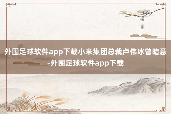 外围足球软件app下载小米集团总裁卢伟冰曾暗意-外围足球软件app下载