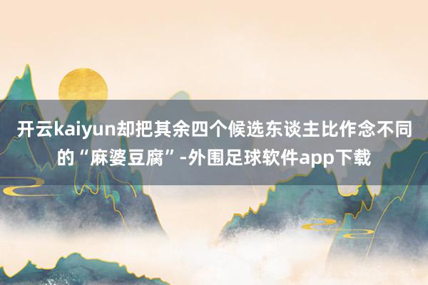 开云kaiyun却把其余四个候选东谈主比作念不同的“麻婆豆腐”-外围足球软件app下载