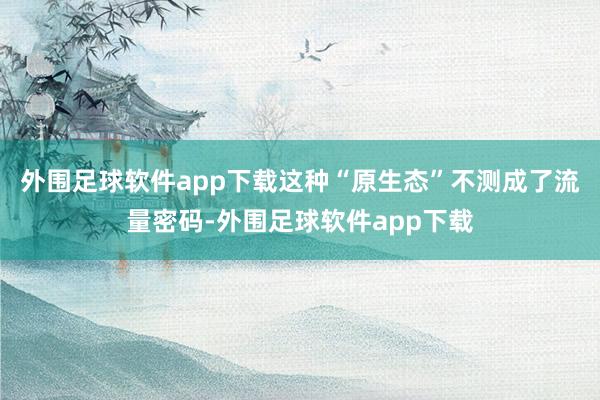 外围足球软件app下载这种“原生态”不测成了流量密码-外围足球软件app下载