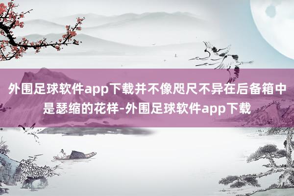 外围足球软件app下载并不像咫尺不异在后备箱中是瑟缩的花样-外围足球软件app下载