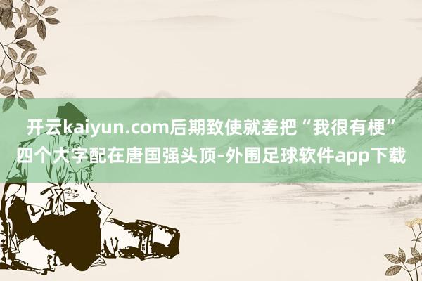开云kaiyun.com后期致使就差把“我很有梗”四个大字配在唐国强头顶-外围足球软件app下载