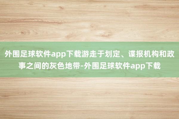 外围足球软件app下载游走于划定、谍报机构和政事之间的灰色地带-外围足球软件app下载