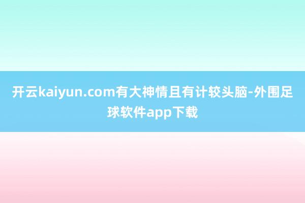 开云kaiyun.com有大神情且有计较头脑-外围足球软件app下载