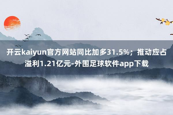 开云kaiyun官方网站同比加多31.5%;推动应占溢利1.21亿元-外围足球软件app下载