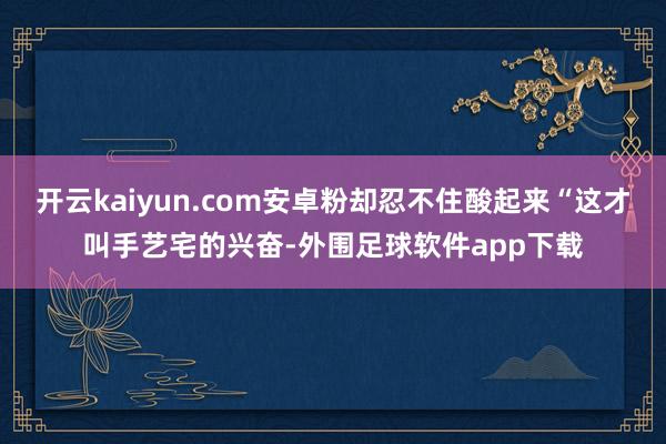 开云kaiyun.com安卓粉却忍不住酸起来“这才叫手艺宅的兴奋-外围足球软件app下载