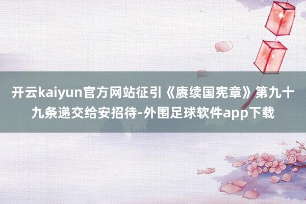 开云kaiyun官方网站征引《赓续国宪章》第九十九条递交给安招待-外围足球软件app下载