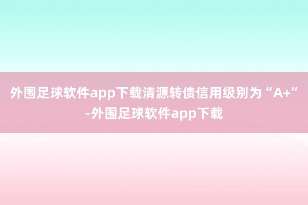 外围足球软件app下载清源转债信用级别为“A+”-外围足球软件app下载