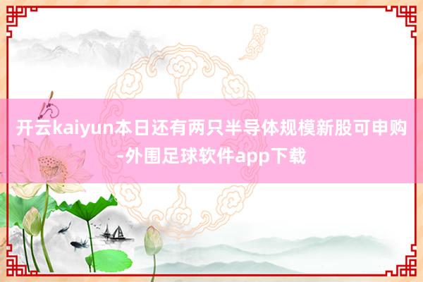 开云kaiyun 本日还有两只半导体规模新股可申购-外围足球软件app下载