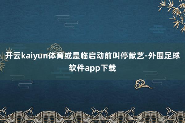 开云kaiyun体育或是临启动前叫停献艺-外围足球软件app下载