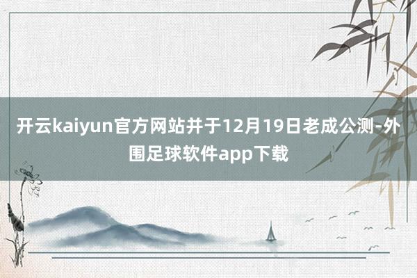 开云kaiyun官方网站并于12月19日老成公测-外围足球软件app下载