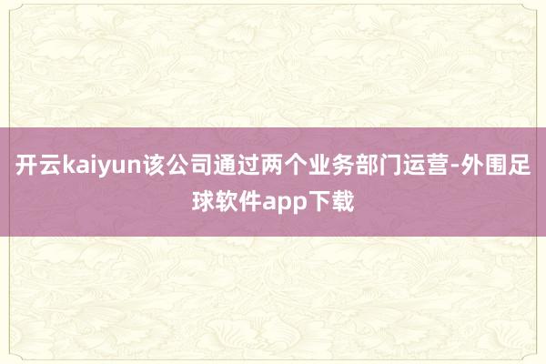 开云kaiyun该公司通过两个业务部门运营-外围足球软件app下载
