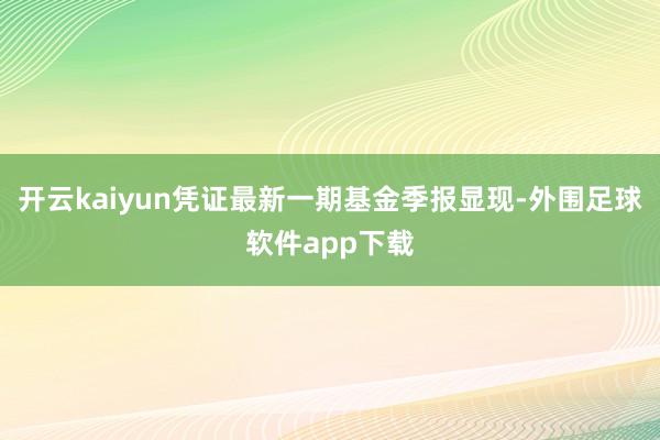 开云kaiyun凭证最新一期基金季报显现-外围足球软件app下载